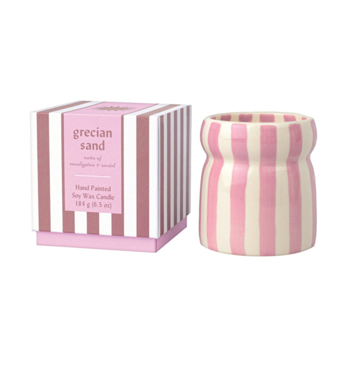 Grecian Sand Striped Candle