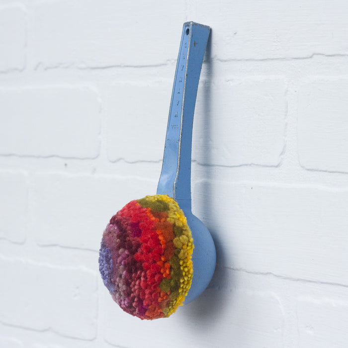 Ice Cream Scoop Puff | Fiber Sculpture in Blue Frame