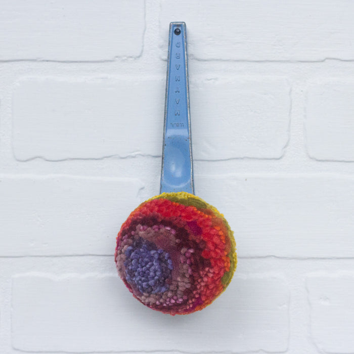 Ice Cream Scoop Puff | Fiber Sculpture in Blue Frame