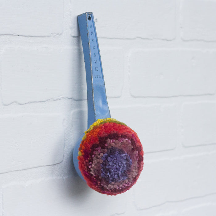 Ice Cream Scoop Puff | Fiber Sculpture in Blue Frame
