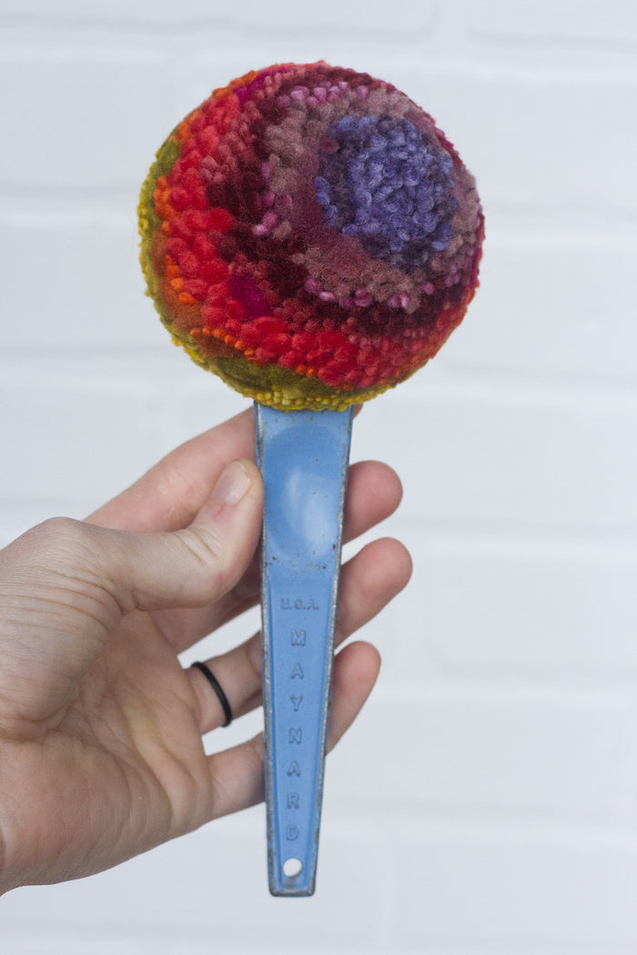 Ice Cream Scoop Puff | Fiber Sculpture in Blue Frame