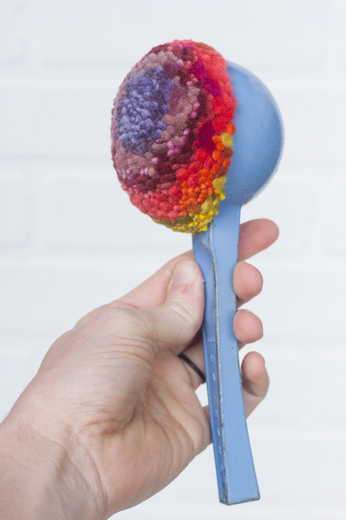 Ice Cream Scoop Puff | Fiber Sculpture in Blue Frame