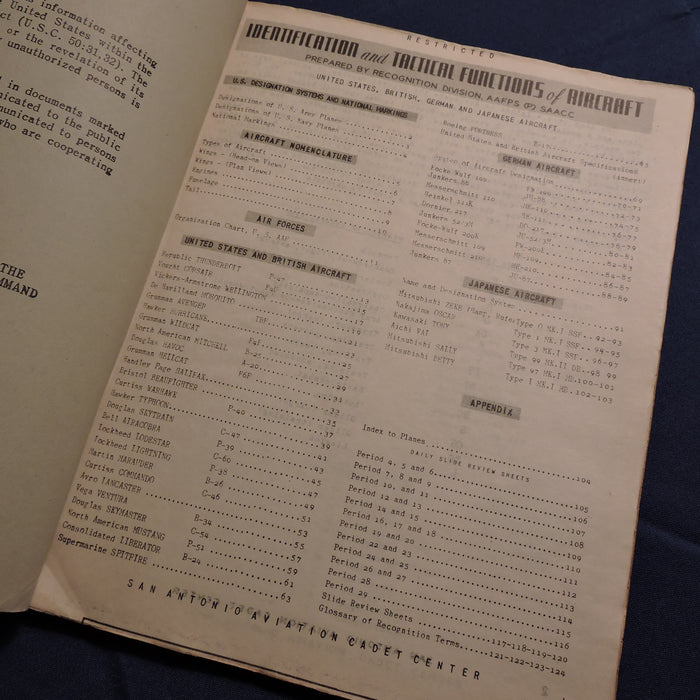 Identification and Tactical Functions of Aircraft, Workbook, Sept 1944