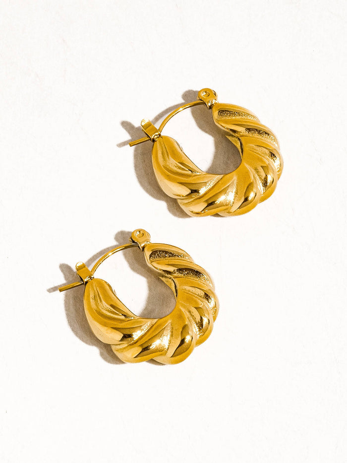 Kimberly Gold Non-Tarnish Braided Hoop Earring