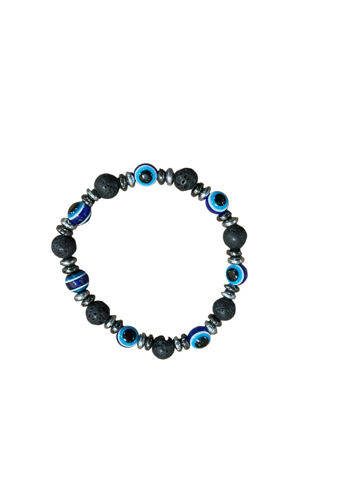 Lava Stone, Evil Eye & Hematite Bracelet