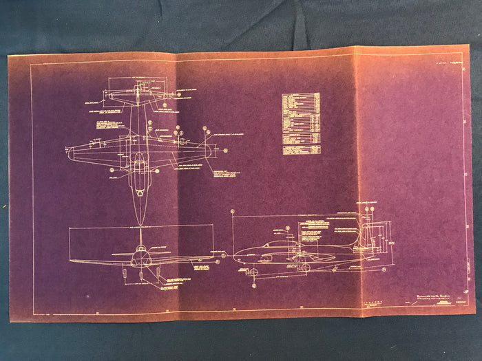 Lockheed P-80 Fighter Blueprint, General Arrangement, 1949