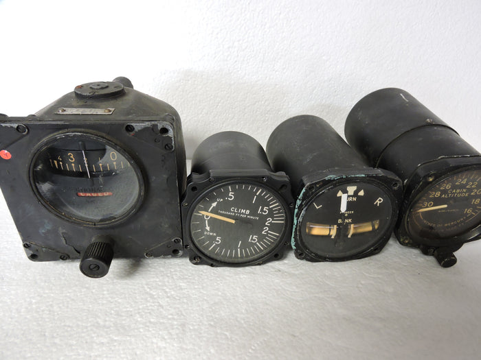 Lot of 12 US Military Aircraft Instruments: Dir Gyro, VSI, Fuel, Oil, Oxygen, Ammeter, etc.