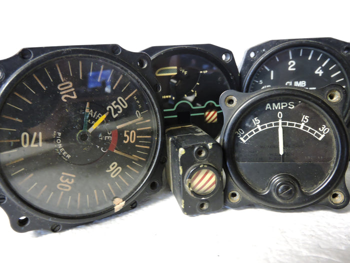 Lot of 9 US Military Aircraft Instruments: Airspeed, VSI, Compass, Turn & Bank, etc.