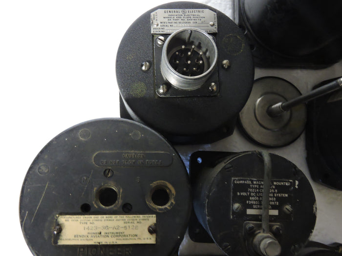 Lot of 9 US Military Aircraft Instruments: Airspeed, VSI, Compass, Turn & Bank, etc.