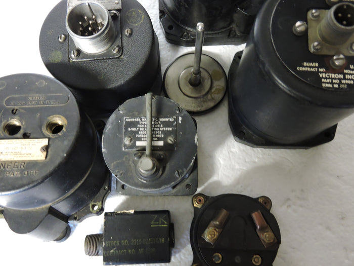 Lot of 9 US Military Aircraft Instruments: Airspeed, VSI, Compass, Turn & Bank, etc.