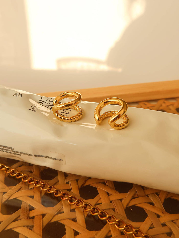 Lucas Gold Non-Tarnish Braided Ear Cuff