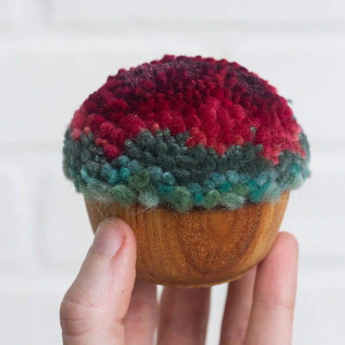 Mini Puff Fiber Sculpture | Berry + Seafoam