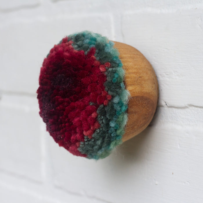 Mini Puff Fiber Sculpture | Berry + Seafoam