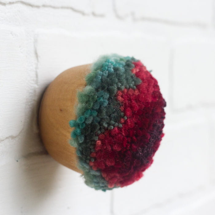 Mini Puff Fiber Sculpture | Berry + Seafoam