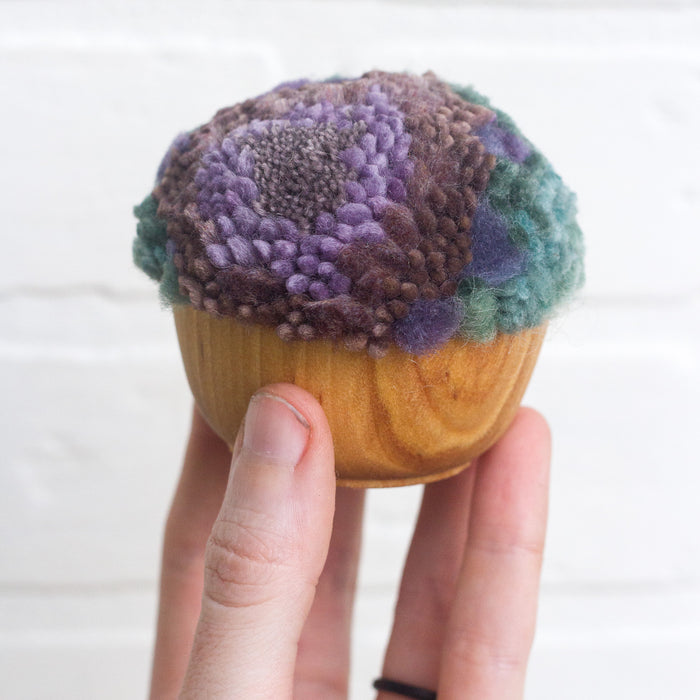 Mini Puff Fiber Sculpture | Purple + Seafoam