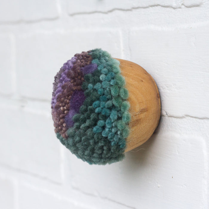 Mini Puff Fiber Sculpture | Purple + Seafoam