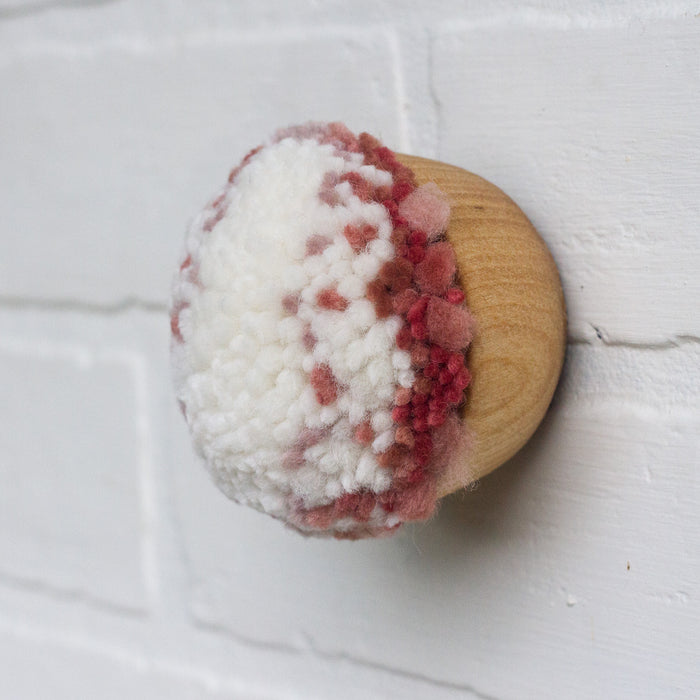 Mini Puff Fiber Sculpture | White + Pink