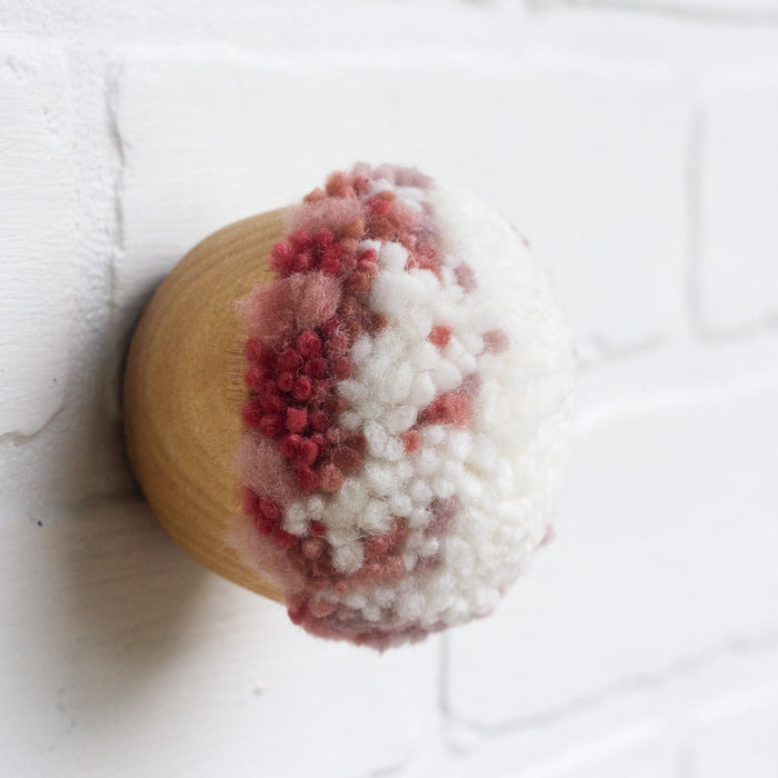 Mini Puff Fiber Sculpture | White + Pink