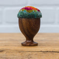 Mini Puff in Vintage Teak Egg Cup | Orange + Seafoam