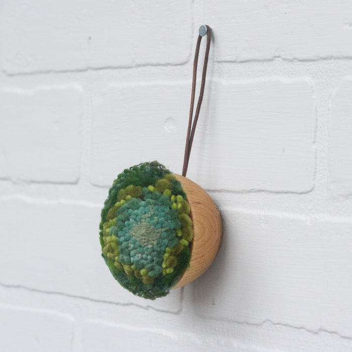 Mini Puff Ornament | Fiber Sculpture, Green