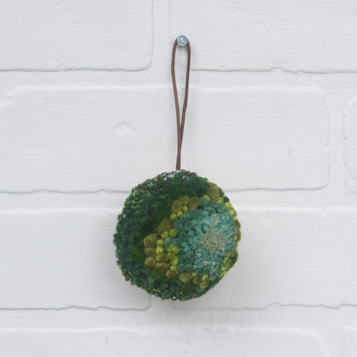 Mini Puff Ornament | Fiber Sculpture, Green