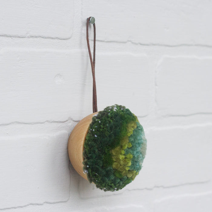 Mini Puff Ornament | Fiber Sculpture, Green