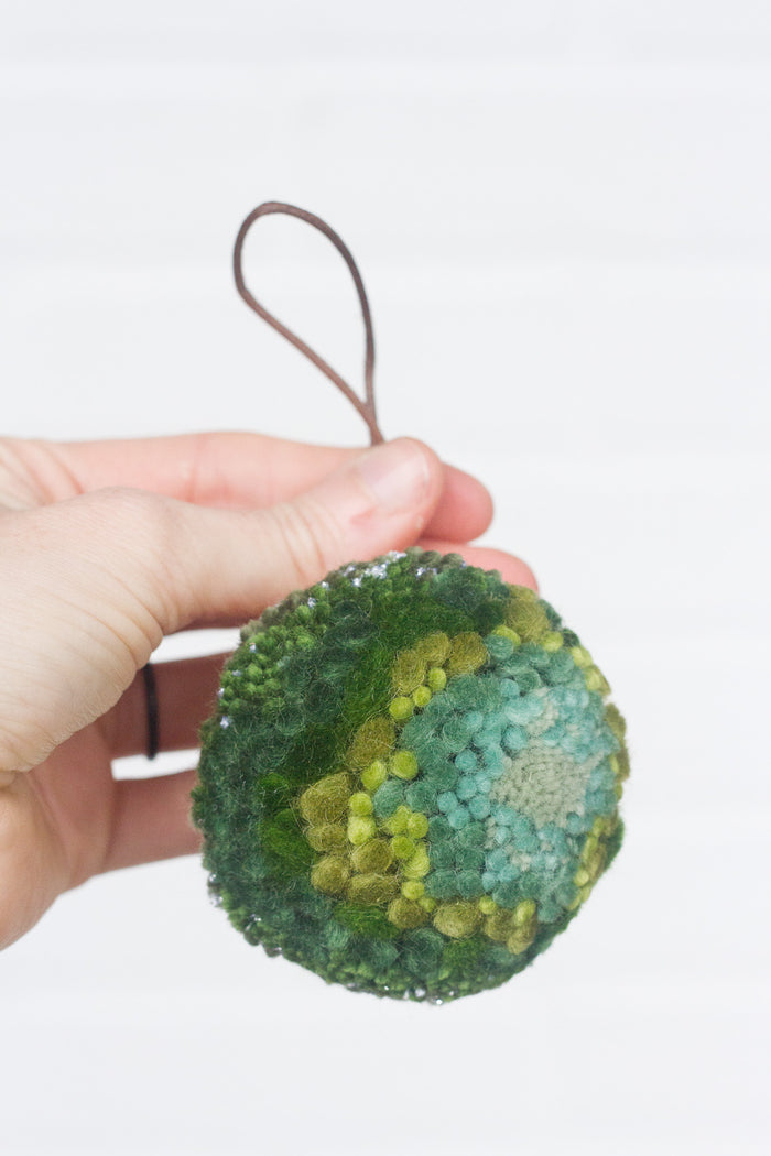Mini Puff Ornament | Fiber Sculpture, Green