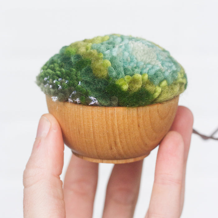 Mini Puff Ornament | Fiber Sculpture, Green