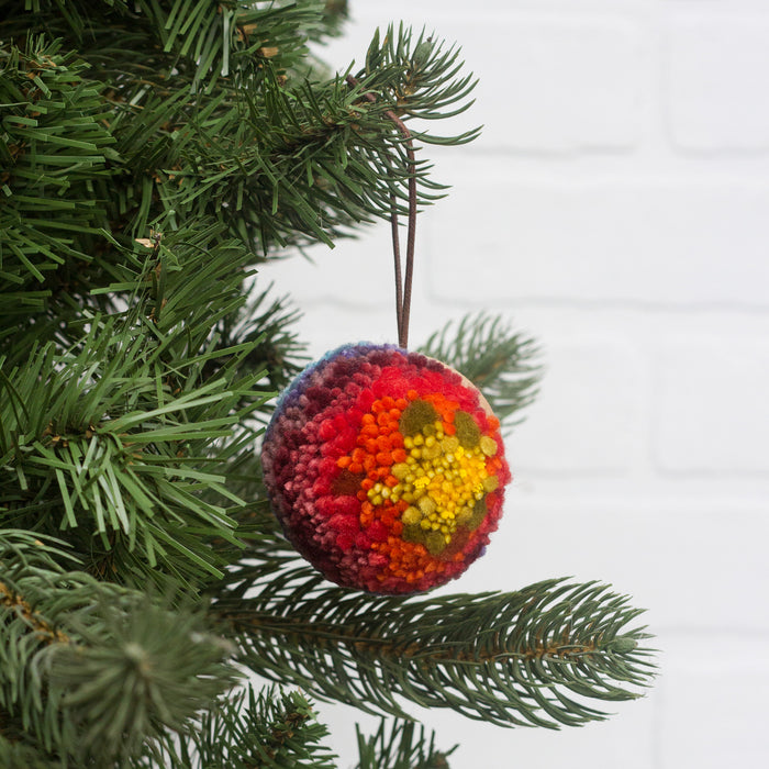 Mini Puff Ornament | Fiber Sculpture, Rainbow 3