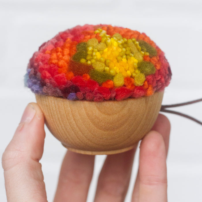 Mini Puff Ornament | Fiber Sculpture, Rainbow 3