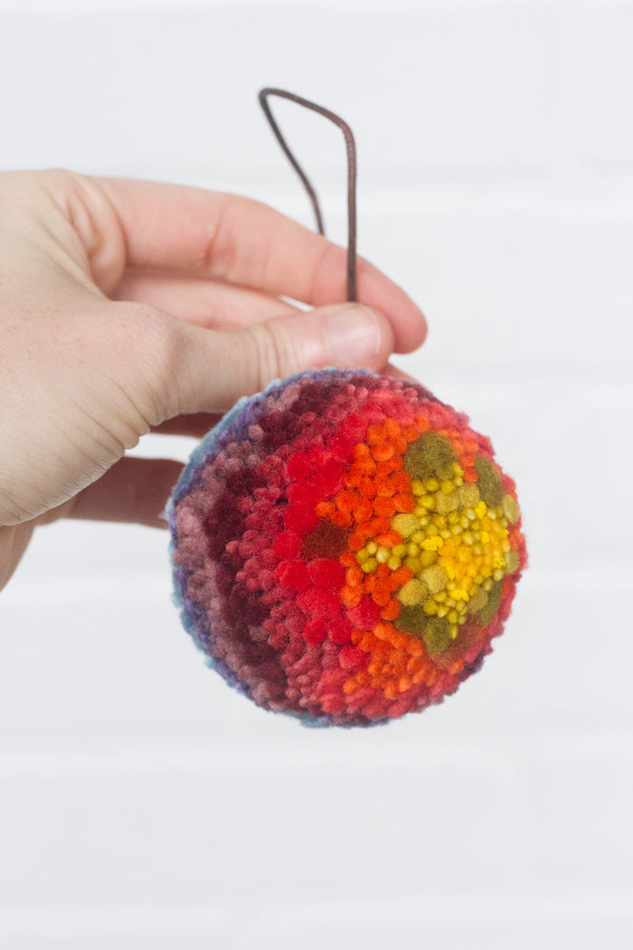 Mini Puff Ornament | Fiber Sculpture, Rainbow 3