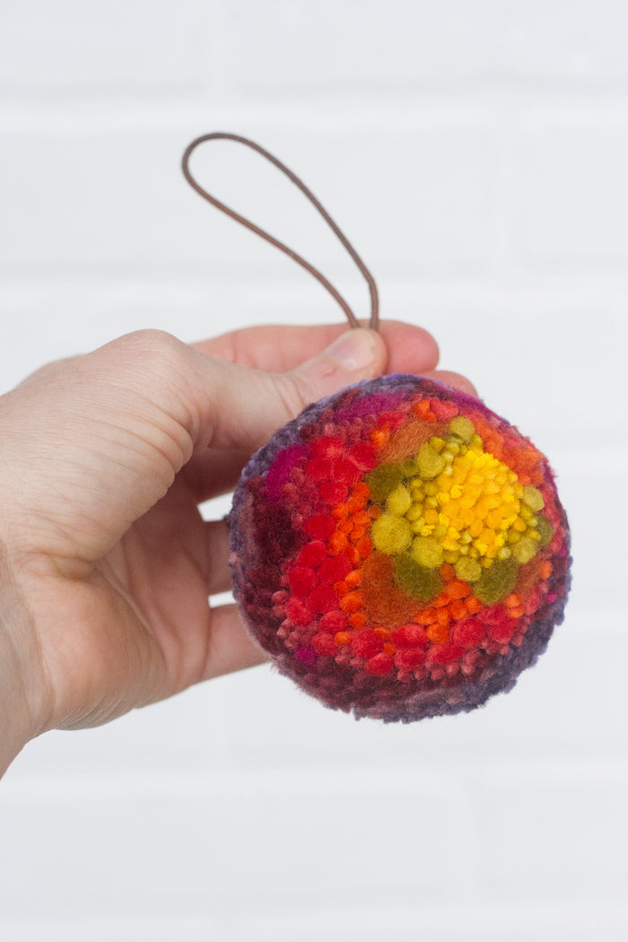 Mini Puff Ornament | Fiber Sculpture, Rainbow 4