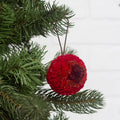 Mini Puff Ornament | Fiber Sculpture, Red