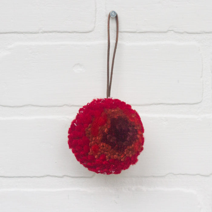Mini Puff Ornament | Fiber Sculpture, Red