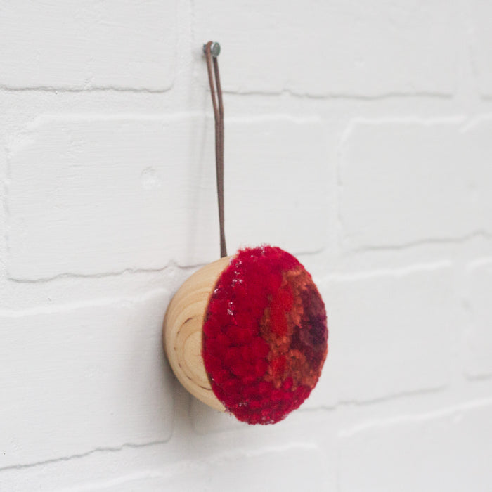 Mini Puff Ornament | Fiber Sculpture, Red