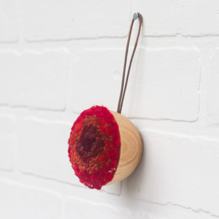 Mini Puff Ornament | Fiber Sculpture, Red