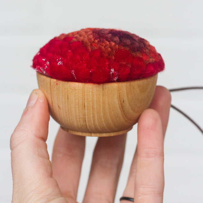 Mini Puff Ornament | Fiber Sculpture, Red