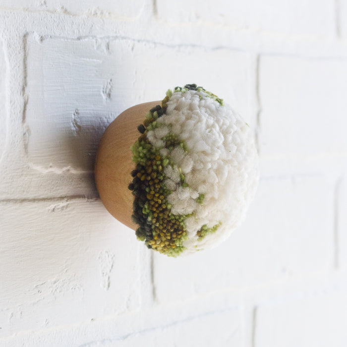 Mini Puff | White with Green Edges