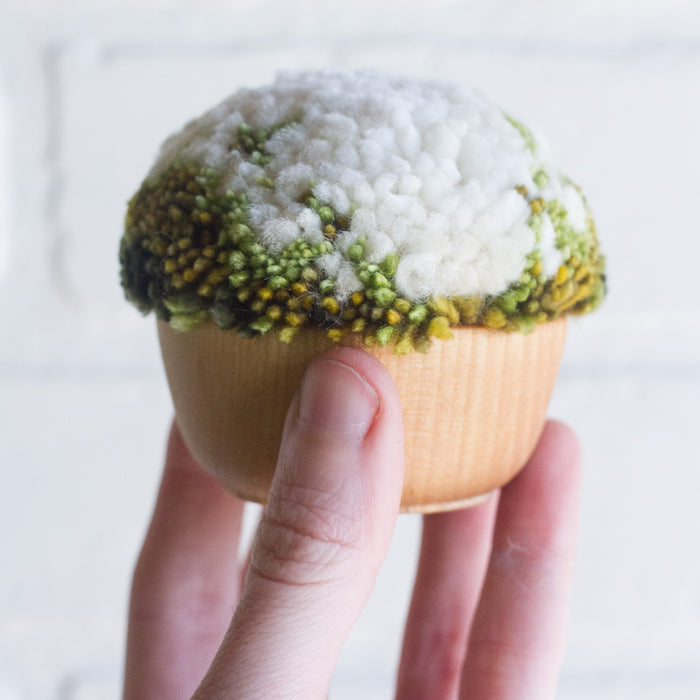 Mini Puff | White with Green Edges