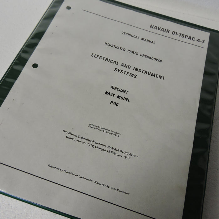 P-3C Orion Electrical and Instrument Systems Parts Manual 1974