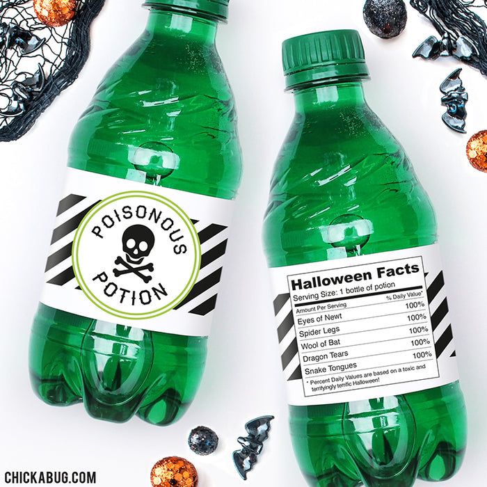 "Poisonous Potion" Halloween Drink Labels