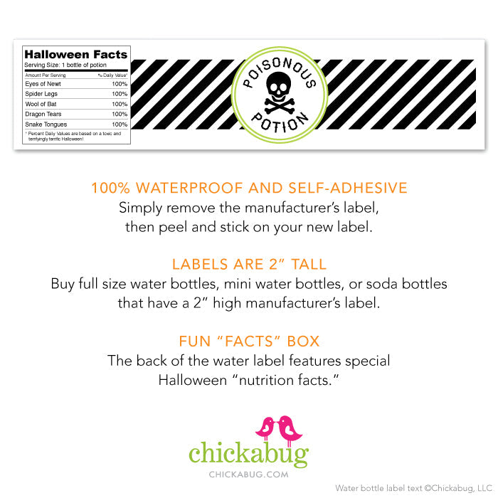 "Poisonous Potion" Halloween Drink Labels