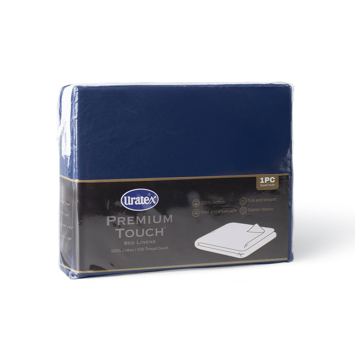 Packaging of the Premium Touch Bed Linens Duvet Cover in blue