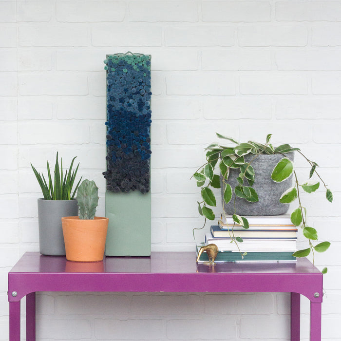 Puff Collection | Safety Deposit Box with Blue Ombre Fiber Art