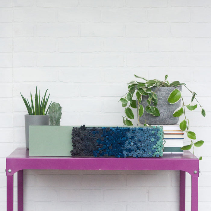 Puff Collection | Safety Deposit Box with Blue Ombre Fiber Art