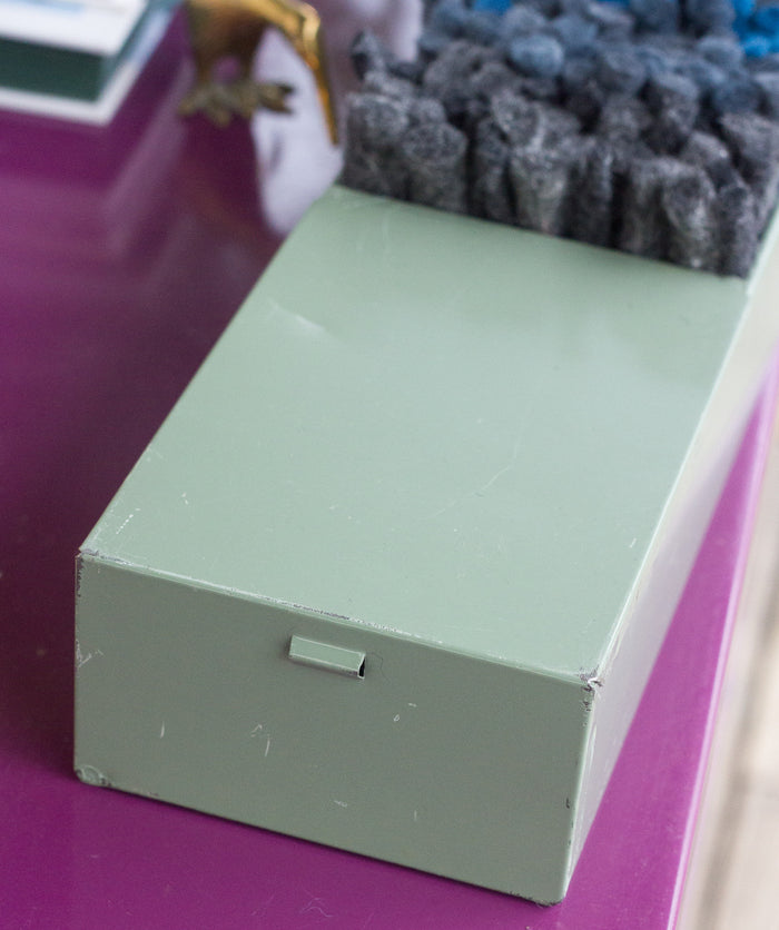 Puff Collection | Safety Deposit Box with Blue Ombre Fiber Art