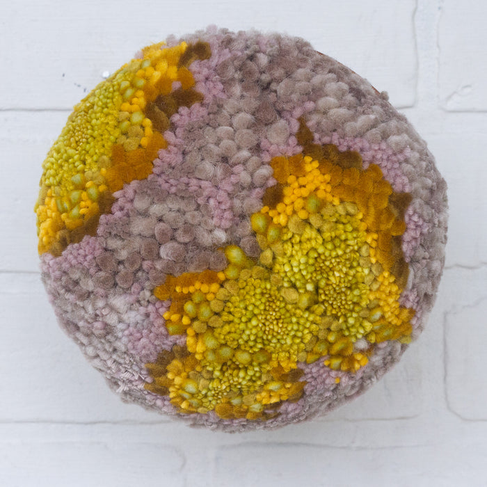Puff Fiber Sculpture in Teak Frame | Mustard + Mauve
