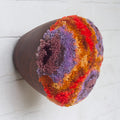Puff Fiber Sculpture in Teak Frame | Purple + Orange