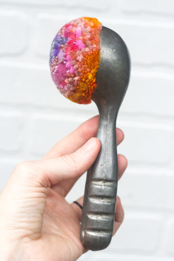 Puff Fiber Sculpture in Vintage, Ribbed Scoop | Purple + Orange