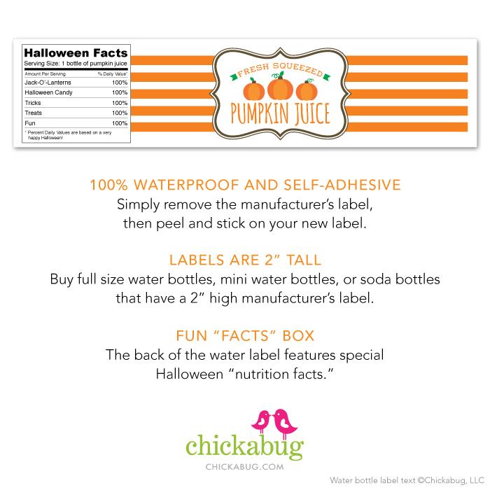 "Pumpkin Juice" Halloween Drink Labels